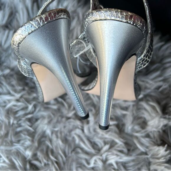Good American silver square toe high heel sandals women's shoe size 9.5 - Picture 9 of 11